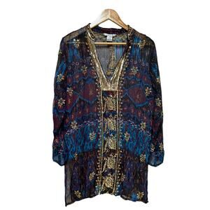 z.b.d Designs Bling Bling Bathing Suit Cover up Size 12 Silk Blend‎